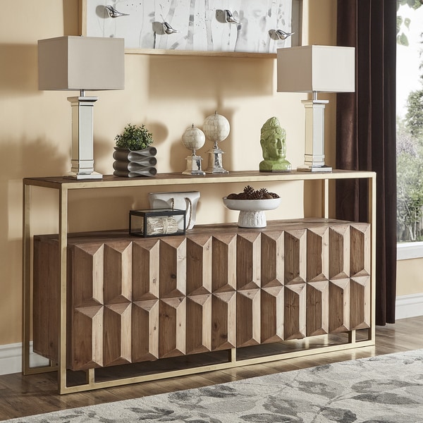 Bailey 79-inch Contemporary Wood and Brass Sofa Table by iNSPIRE Q Artisan