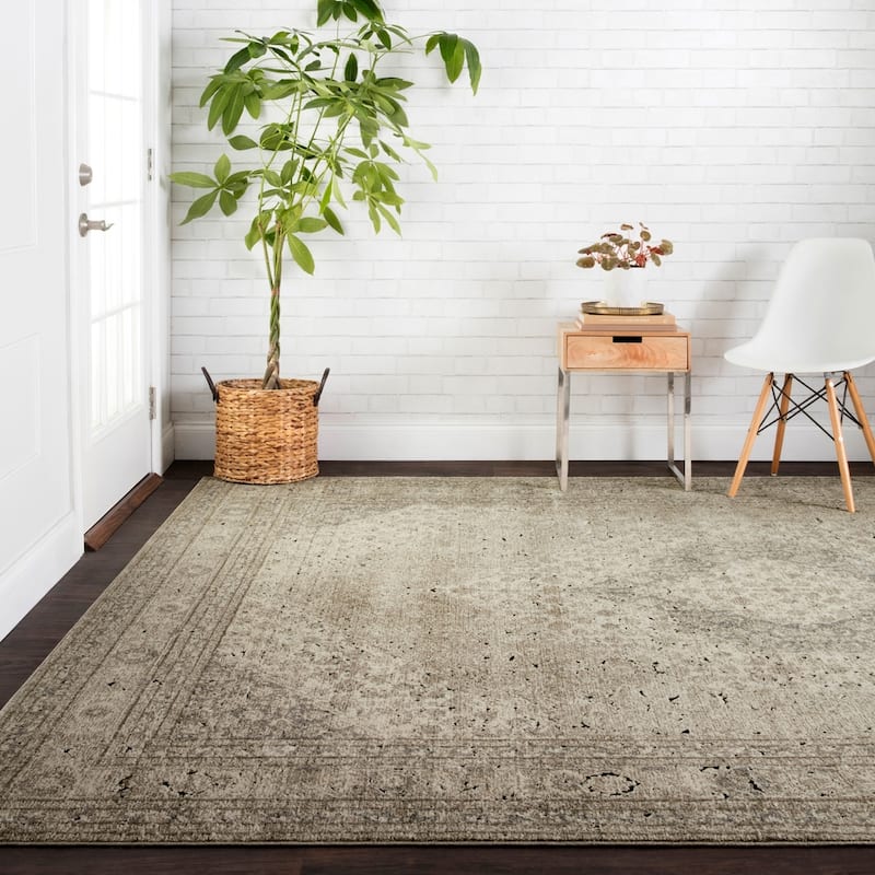 Alexander Home Carissa Sand Distressed Medallion Area Rug