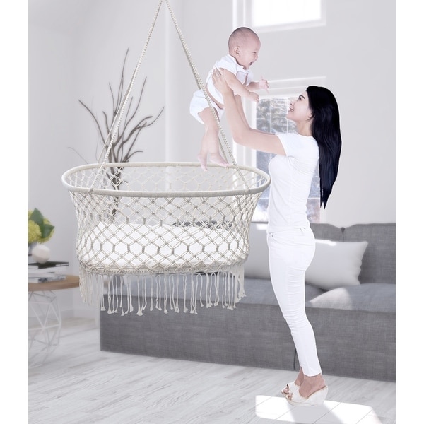 hanging rope baby cradle