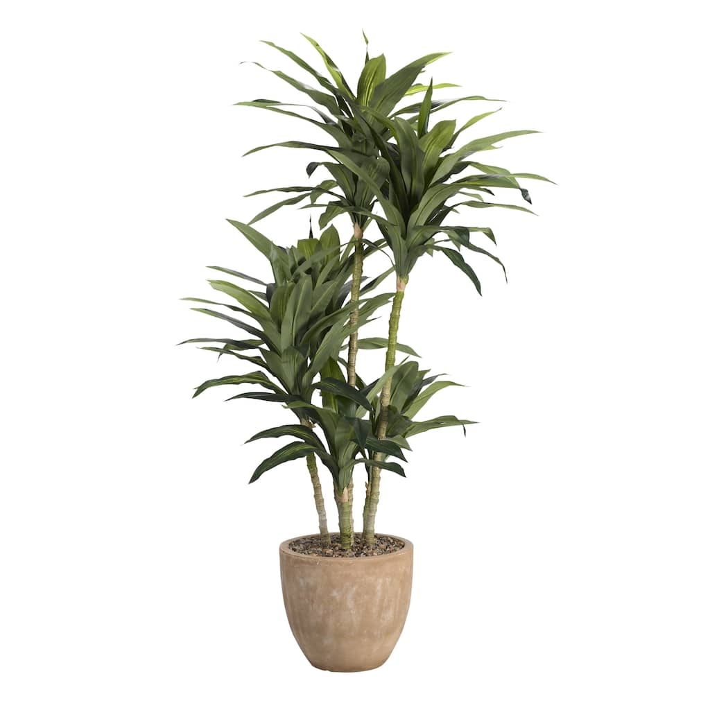 D&W Silks 6.5-feet Dracaena Tree in Round Planter - Green