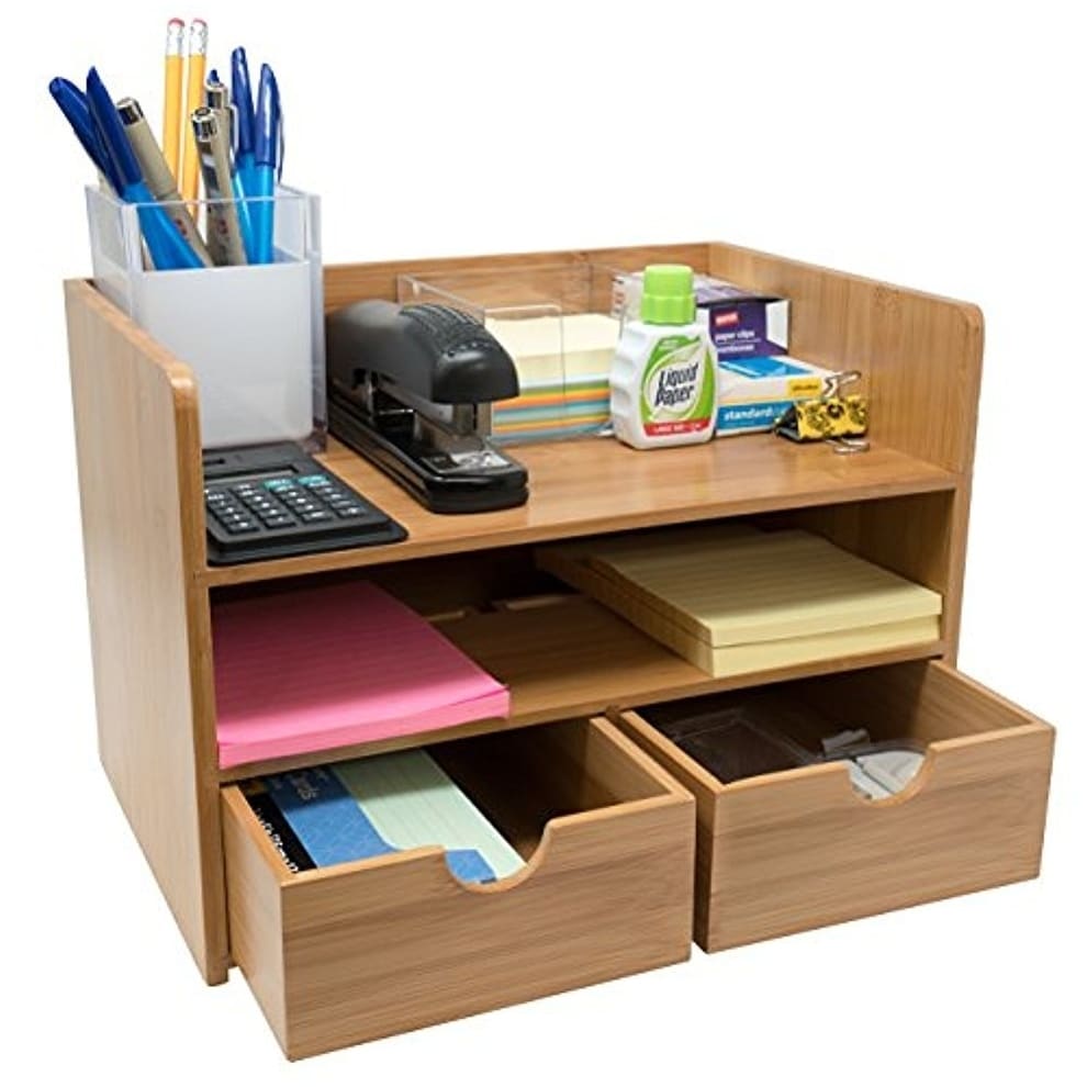 Shop Sorbus 3 Tier Bamboo Shelf Organizer For Desk With Drawers