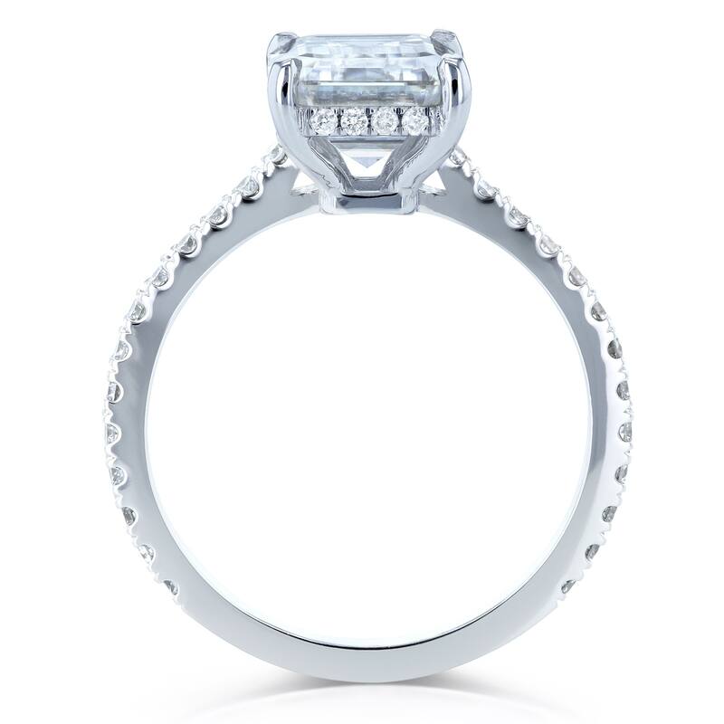 Annello by Kobelli 14k Gold 2 7/8ct TGW Emerald-cut Forever One Moissanite and Diamond Engagement Ring
