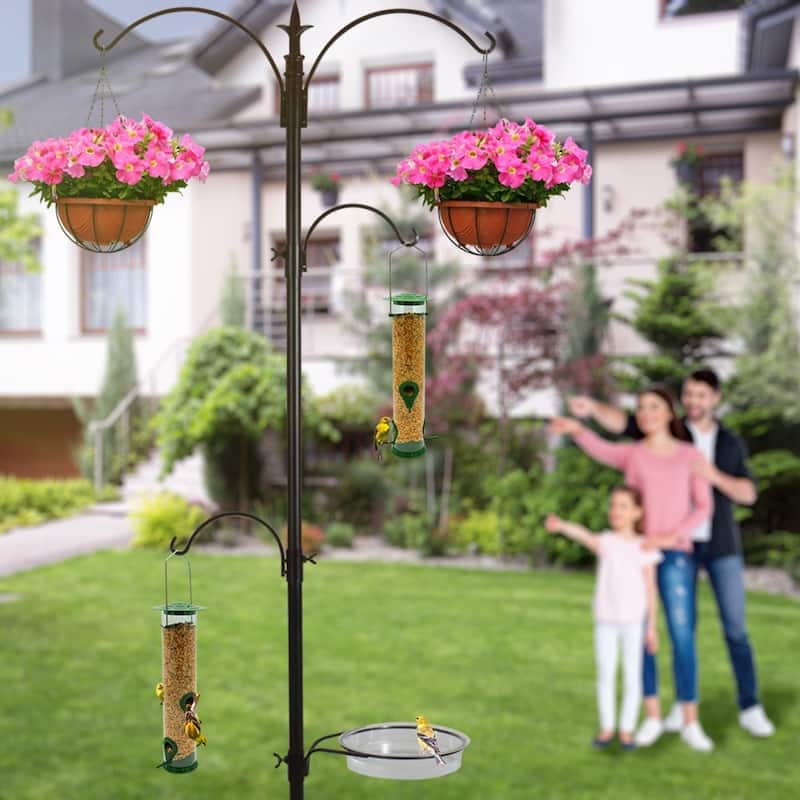 Sorbus Bird Feeding Bath Station, Metal Deck Pole for Bird Feeders