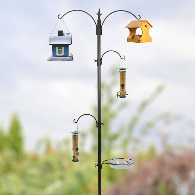Sorbus Bird Feeding Bath Station, Metal Deck Pole for Bird Feeders
