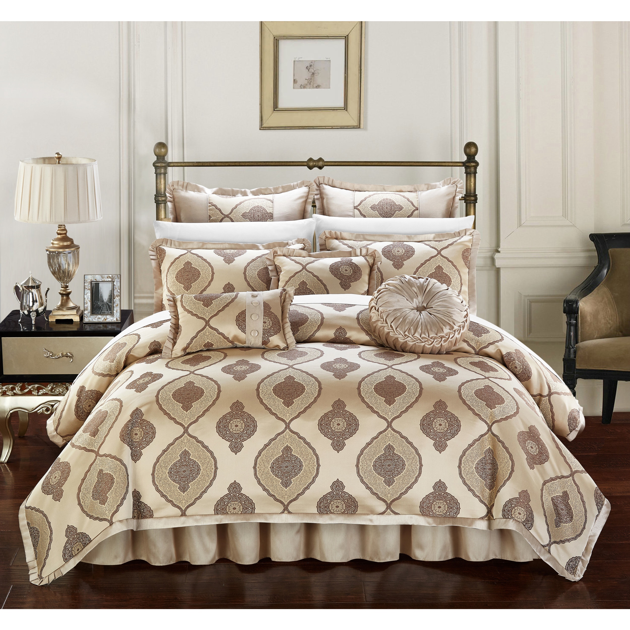 Shop Chic Home Lazzel Gold Faux Silk Bedding With Pleated Flange 9