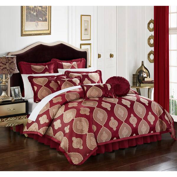 Shop Chic Home Lazzel Red Faux Silk Bedding With Pleated Flange 9