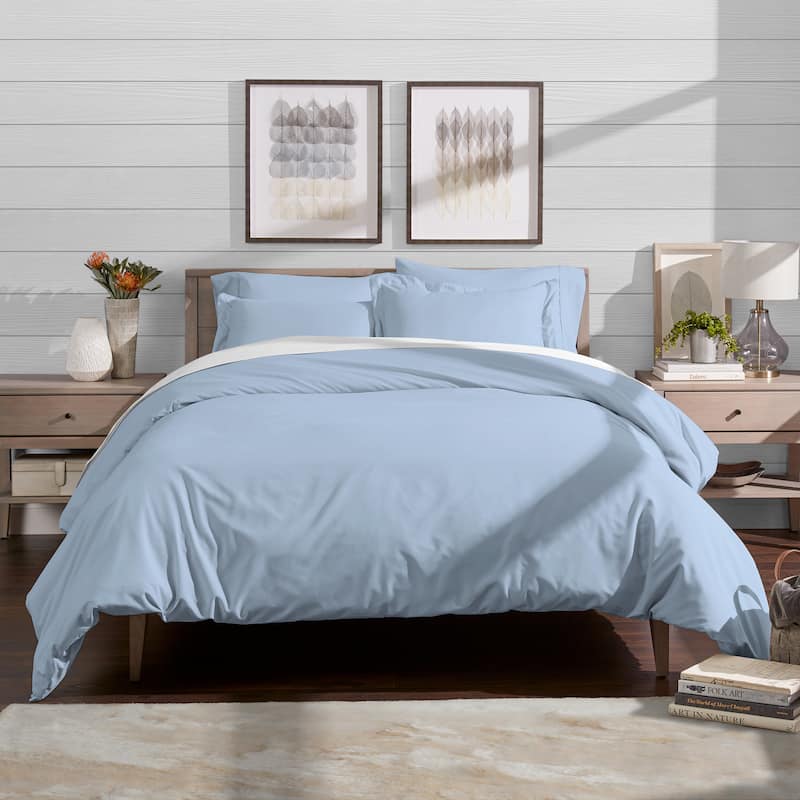 Bare Home Microfiber Duvet Cover & Insert Hypoallergenic Bedding Bundle - Light Blue - Twin - Twin XL