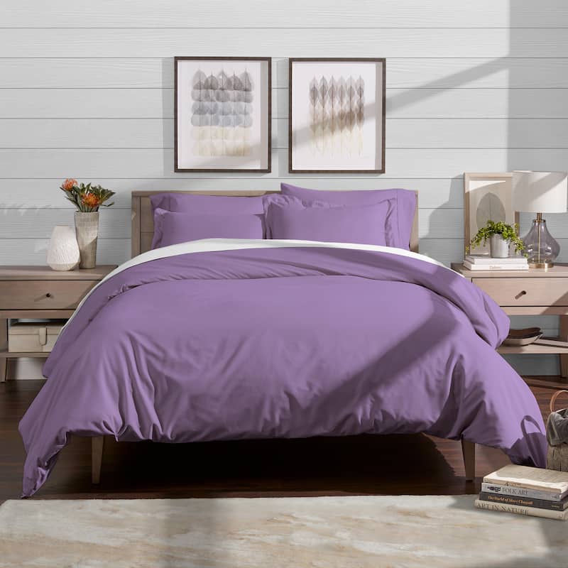 Bare Home Microfiber Duvet Cover & Insert Hypoallergenic Bedding Bundle - Lavender - Full - Queen