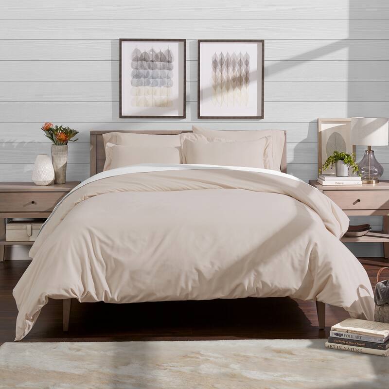 Bare Home Microfiber Duvet Cover & Insert Hypoallergenic Bedding Bundle - Sand - Full - Queen
