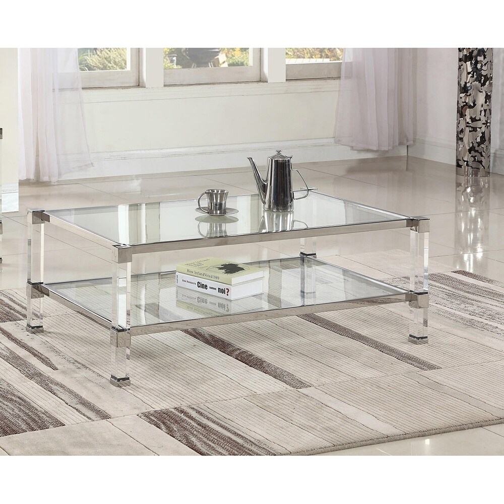 Best Master Furniture  Glass with Acrylic Coffee Table