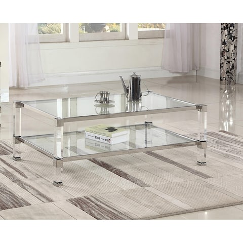 Best Master Furniture Glass with Acrylic Coffee Table