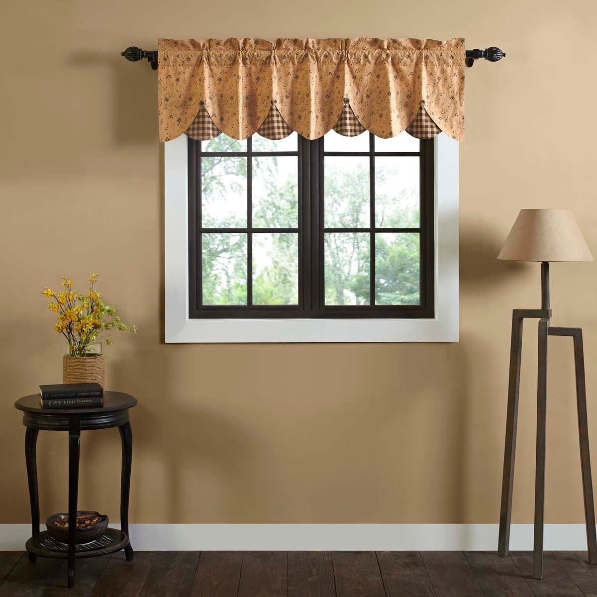 Shop Tan Primitive Kitchen Curtains Vhc Maisie Valance Rod Pocket