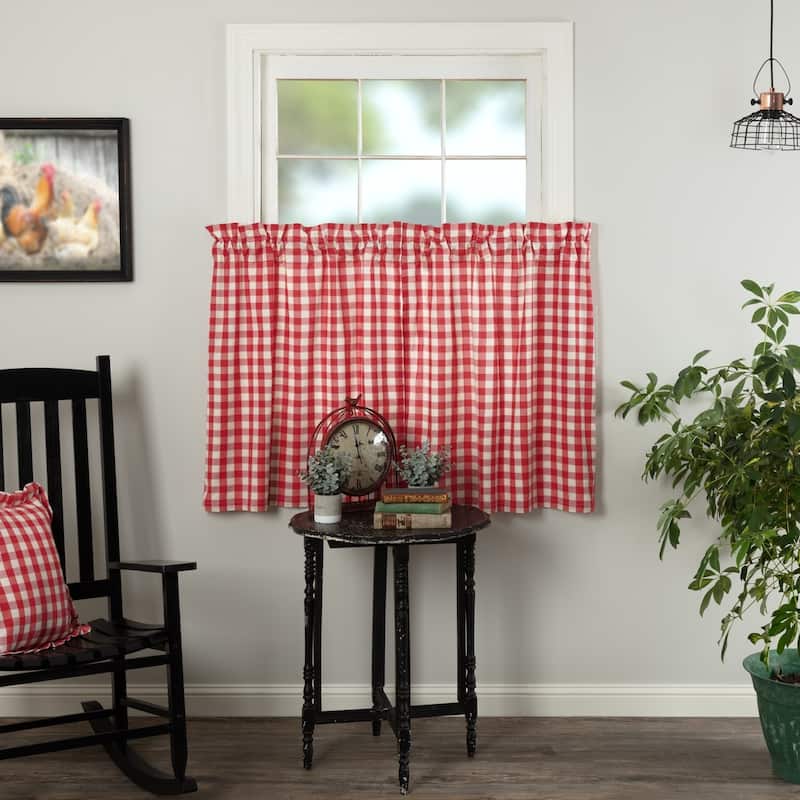 Annie Buffalo Check Tier Set of 2 - 36x36 - Antique Creme/Country Red