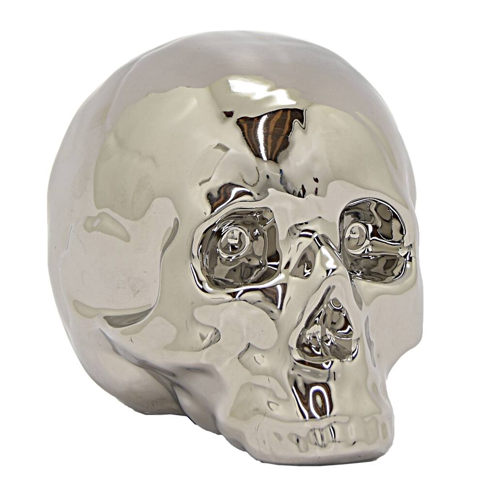Three Hands Ceramic Skull- Silver