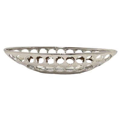 Three Hands Decorative Pierced Silver Ceramic Bowl