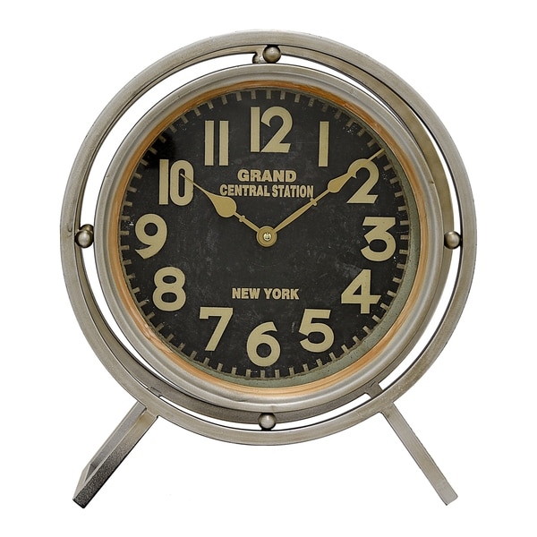 Shop Three Hands Grey/Black/Gold-tone Metal Table Clock ...