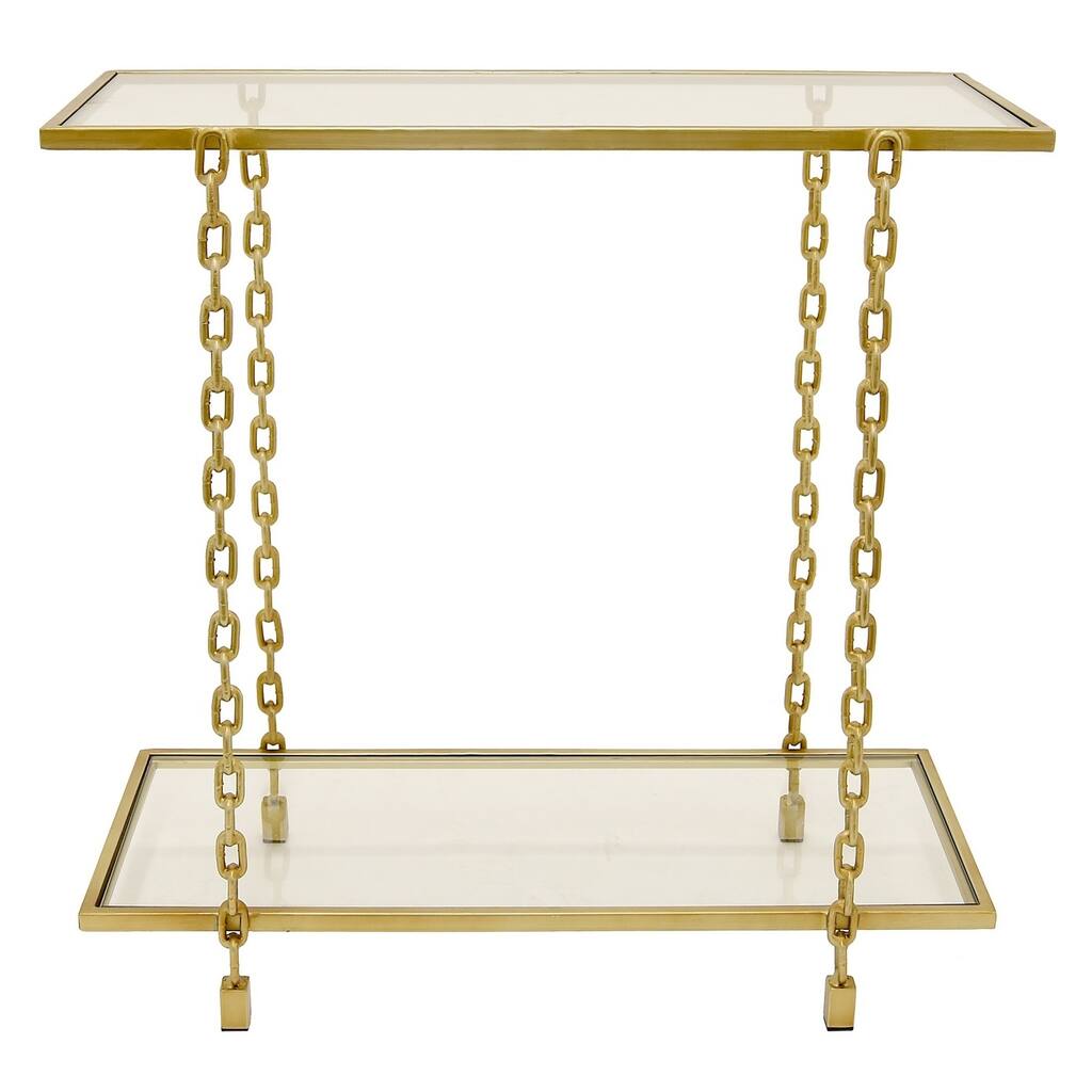 Three Hands Decorative Glass Table With Gold Metal Base
