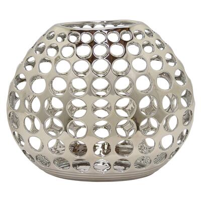 Three Hands Decorative Pierced Silver Ceramic Vase