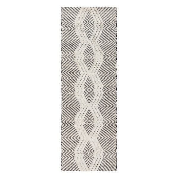 Shop Jani Jori Black/White Jute Blend Tribal Rug 2'6" x 8' Free Shipping Today Overstock