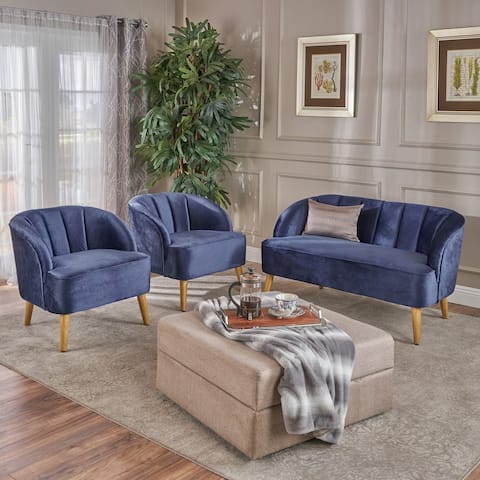 Amaia Modern 3-piece Velvet Chat Set by Christopher Knight Home