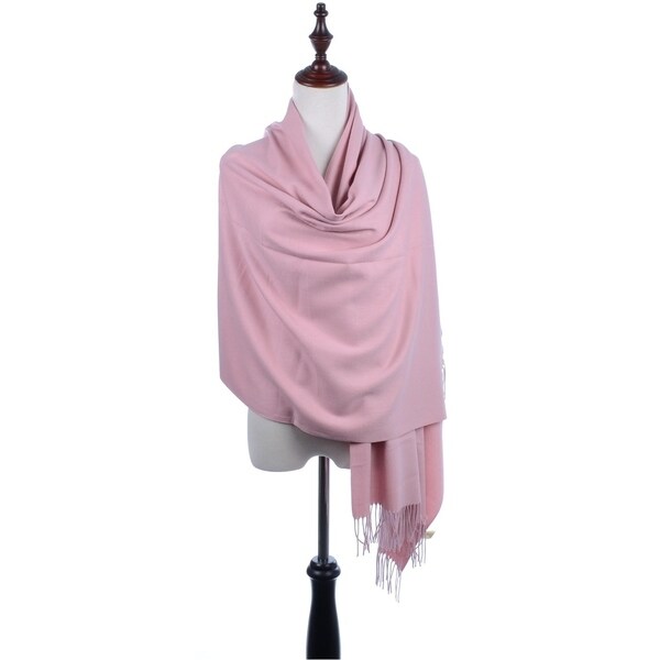 WOMENS PALE PINK SOFT CASHMERE LONG FAHSION SCARF,SHAWL,SHOULDER WRAP TASSLES