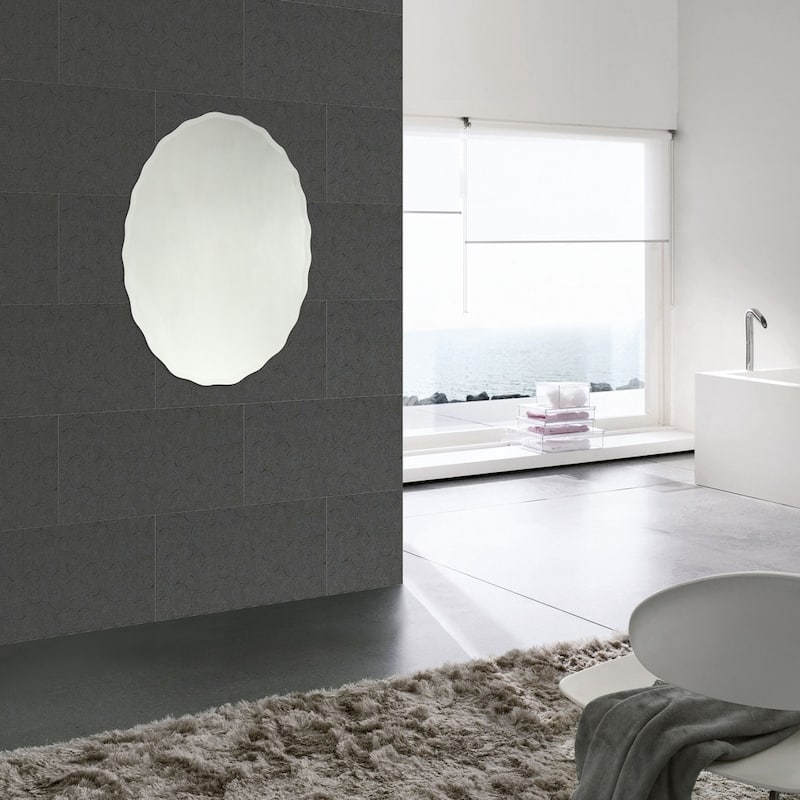 Chloe Oval Frameless Mirror - Silver