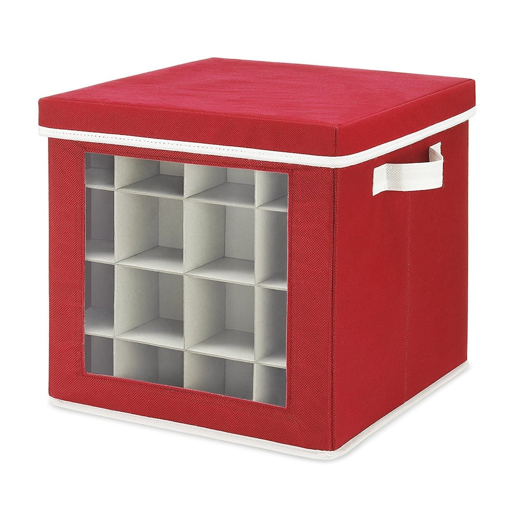 Whitmor Holiday Ornaments Storage Cube with 64 Individual Compartments - Made with Non-Woven Polypropylene Fabric