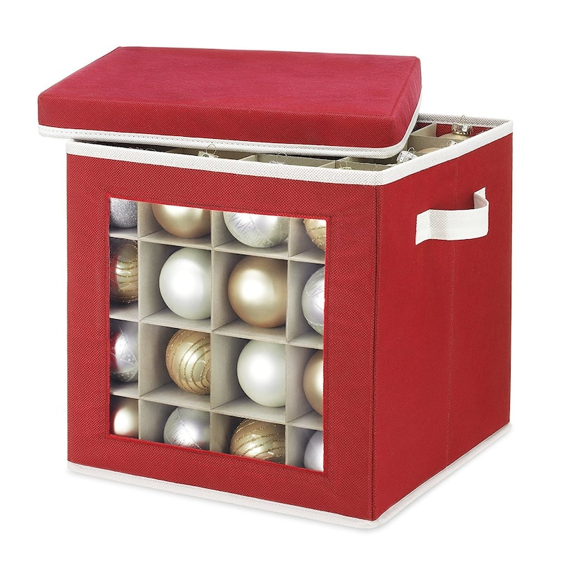 Whitmor Holiday Ornaments Storage Cube with 64 Individual Compartments - Made with Non-Woven Polypropylene Fabric