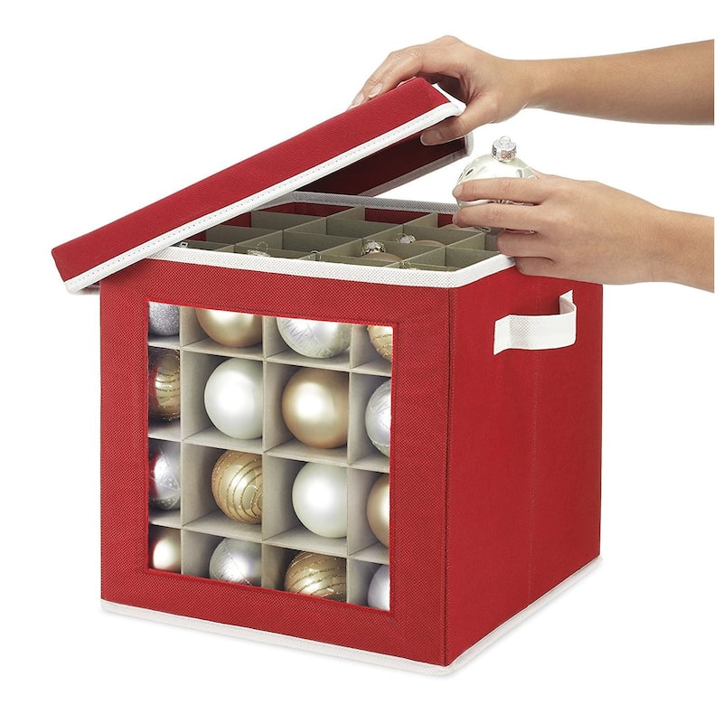 Whitmor Holiday Ornaments Storage Cube with 64 Individual Compartments - Made with Non-Woven Polypropylene Fabric