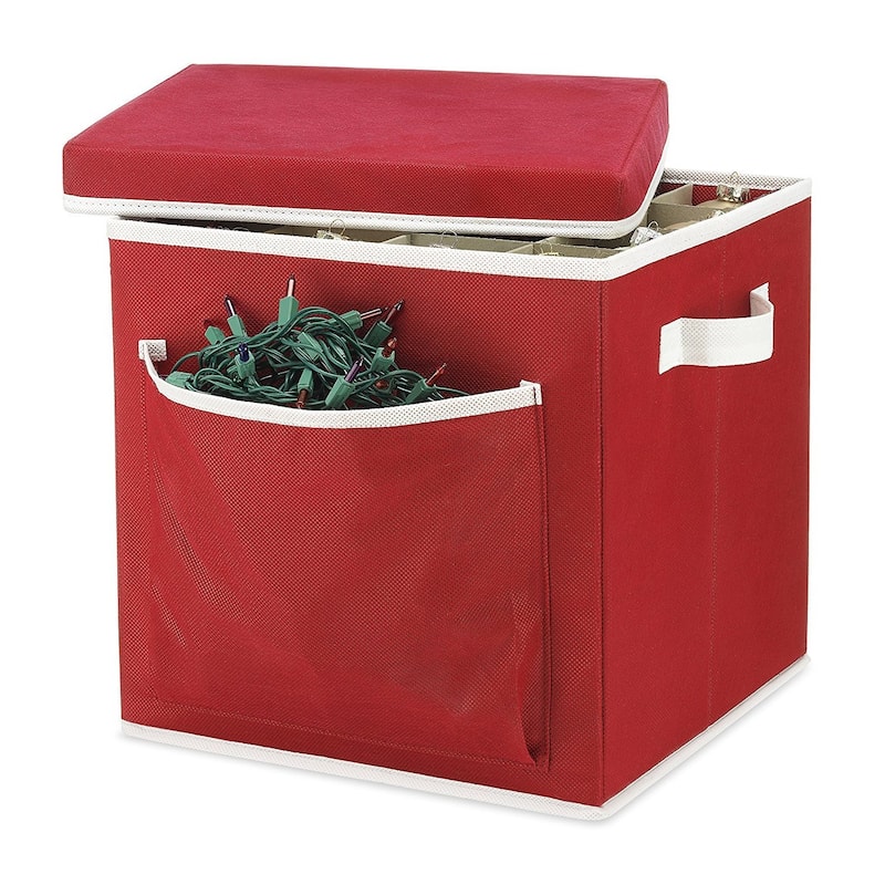 Whitmor Holiday Ornaments Storage Cube with 64 Individual Compartments - Made with Non-Woven Polypropylene Fabric