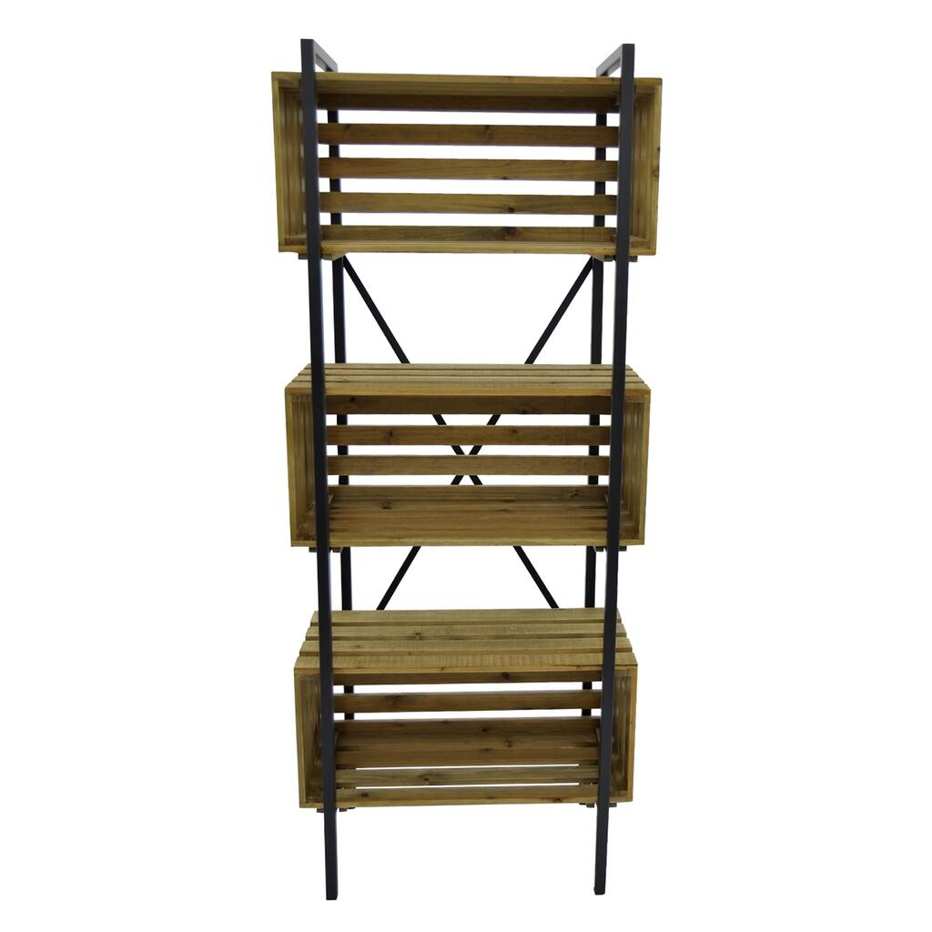 Three Hands Wood And Metal Three Tier Rack