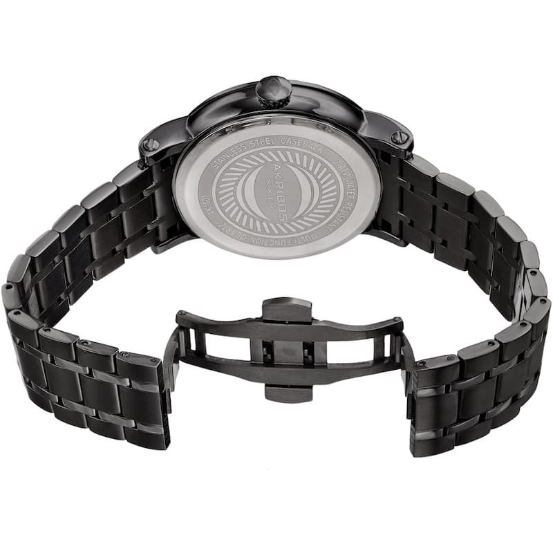 Akribos XXIV Men's Quartz Retrograde Date Black Bracelet Watch