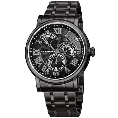 Akribos XXIV Men's Quartz Retrograde Date Black Bracelet Watch