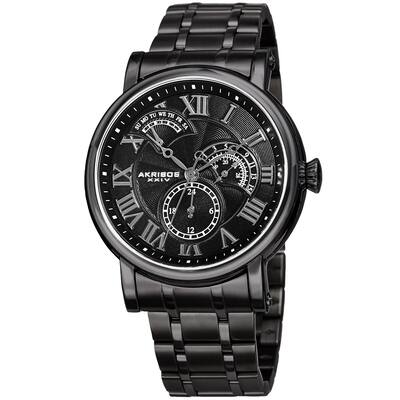 Akribos XXIV Men's Quartz Retrograde Date Black Bracelet Watch