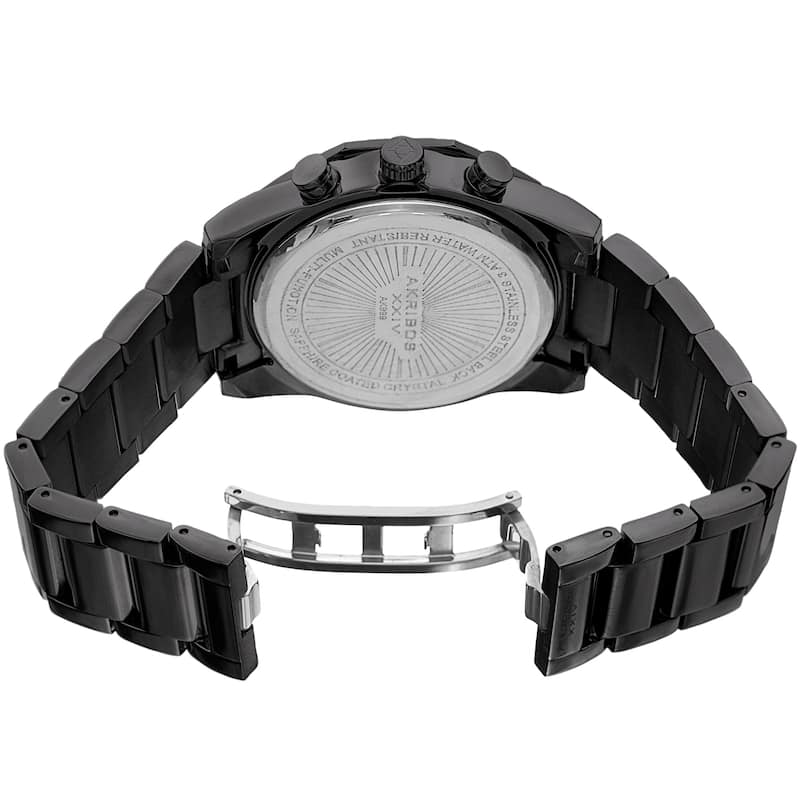 Akribos XXIV Men's Multifunction Date Stainless Steel Black Bracelet Watch
