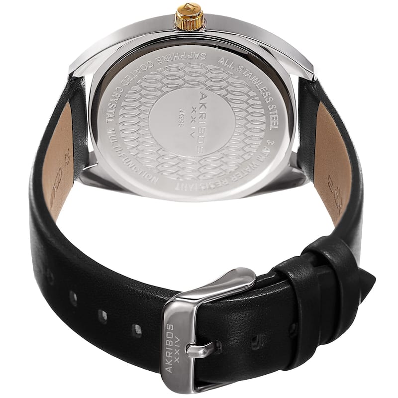 Akribos XXIV Men's Multifunction Classic Quartz Black Strap Watch