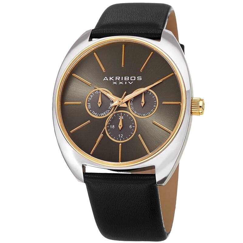 Akribos XXIV Men's Multifunction Classic Quartz Black Strap Watch