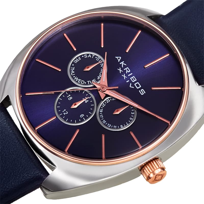 Akribos XXIV Men's Multifunction Classic Quartz Blue Strap Watch