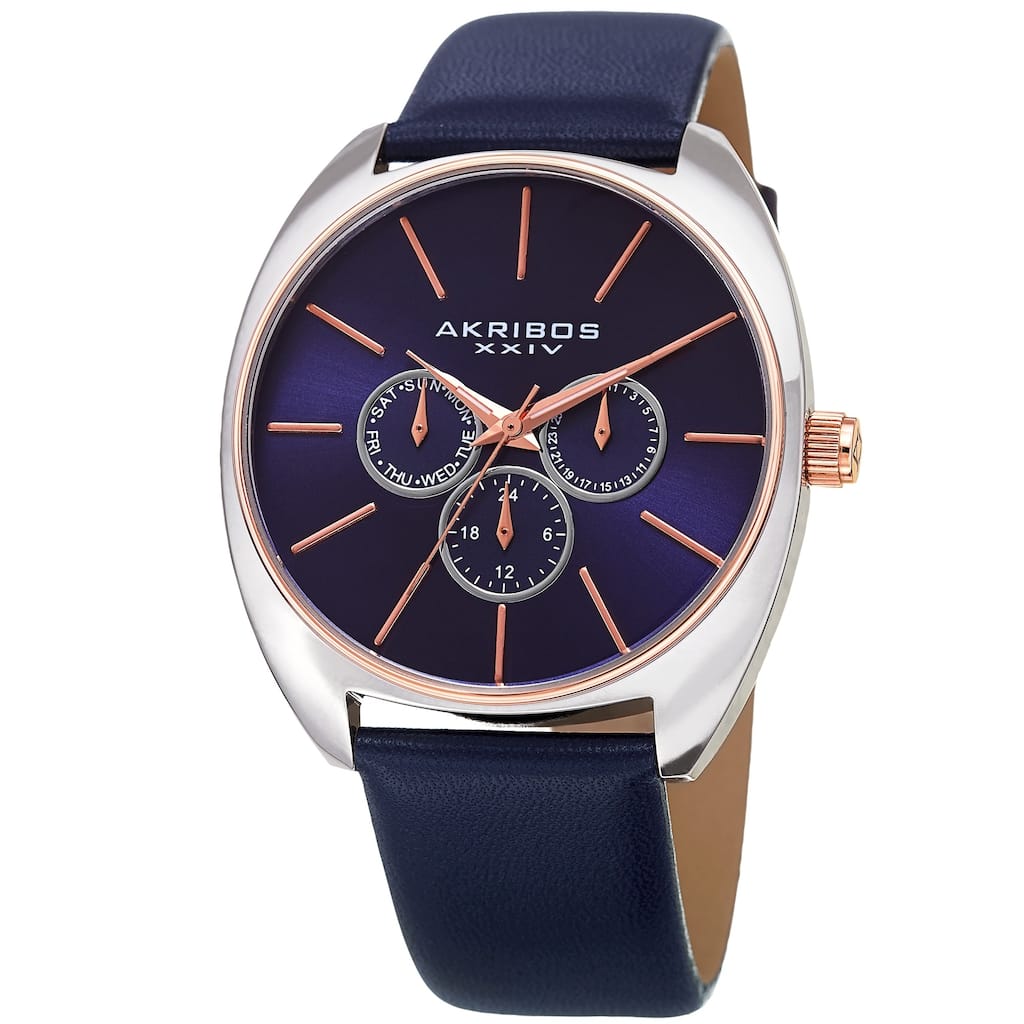 Akribos XXIV Men's Multifunction Classic Quartz Blue Strap Watch