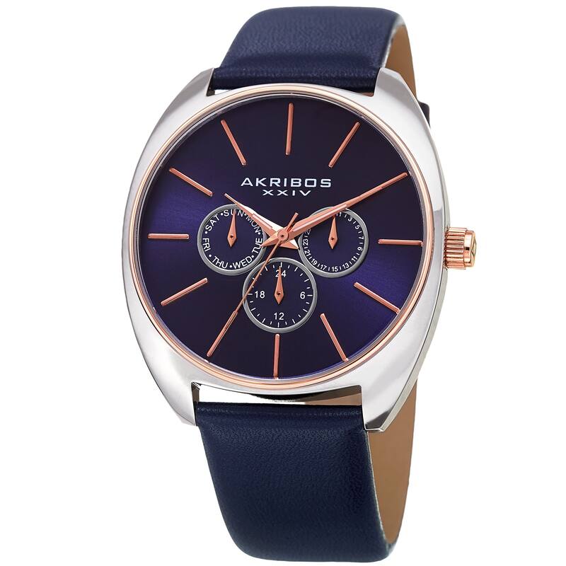 Akribos XXIV Men's Multifunction Classic Quartz Blue Strap Watch