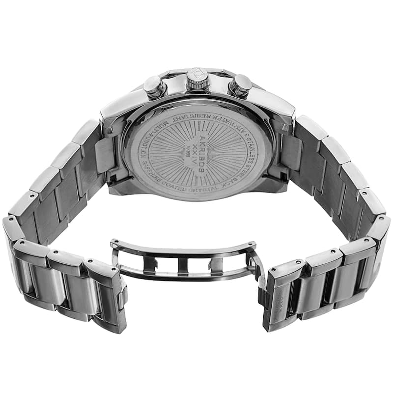 Akribos XXIV Men's Multifunction Date Stainless Steel Silver-Tone Bracelet Watch