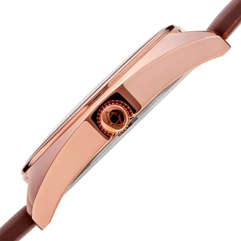 Akribos XXIV Men's Multifunction Classic Quartz Rose-Tone Brown Strap Watch