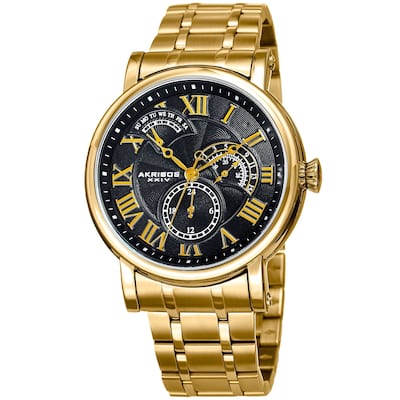 Akribos XXIV Men's Quartz Retrograde Date Silver-Tone Bracelet Watch