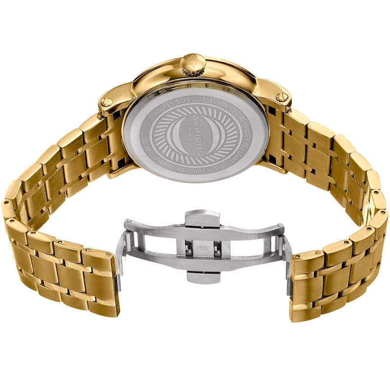 Akribos XXIV Men's Quartz Retrograde Date Silver-Tone Bracelet Watch