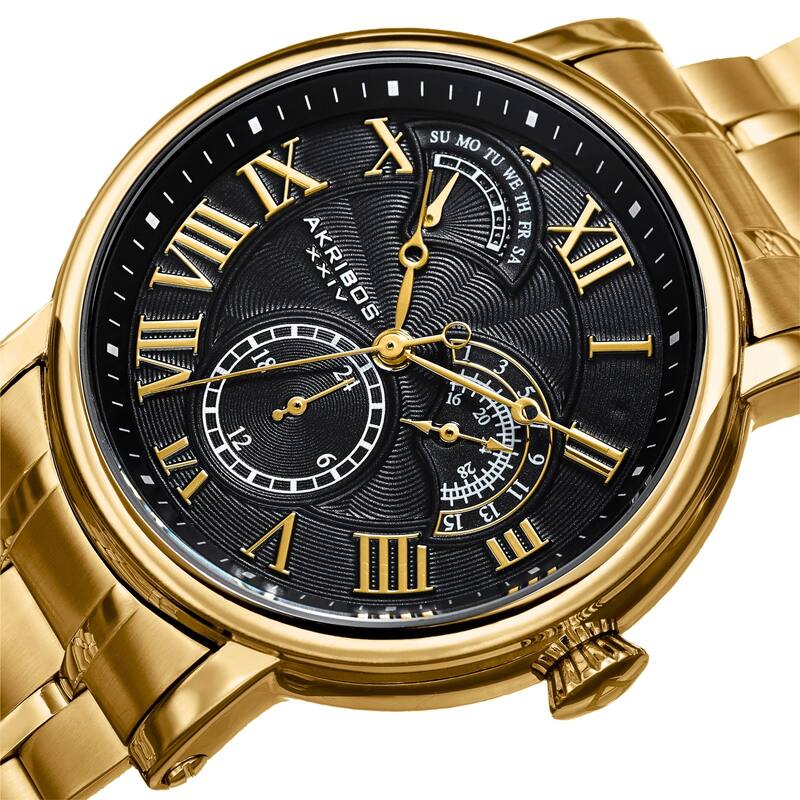 Akribos XXIV Men's Quartz Retrograde Date Silver-Tone Bracelet Watch