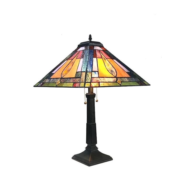 Tiffany Style Mission Design 2-light Dark Antique Bronze Table Lamp