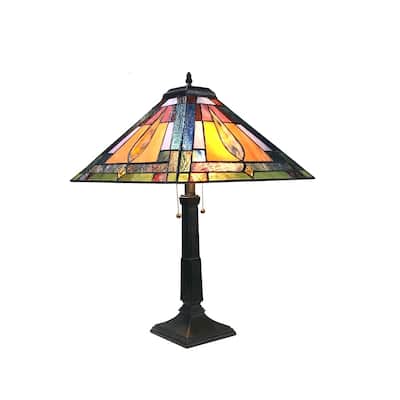 Tiffany Style Mission Design 2-light Dark Antique Bronze Table Lamp