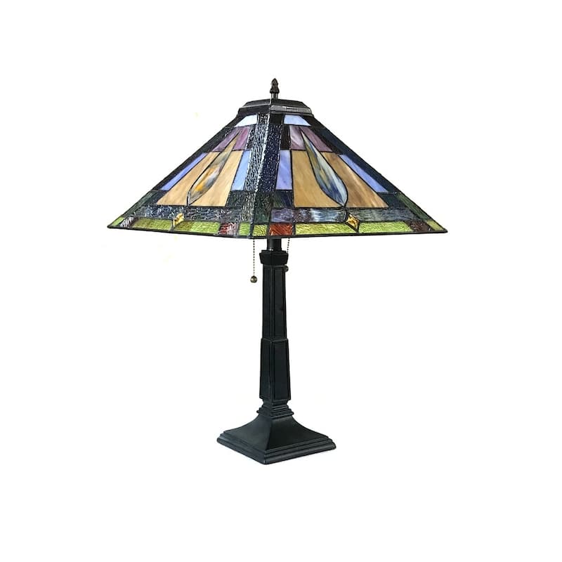 Tiffany Style Mission Design 2-light Dark Antique Bronze Table Lamp