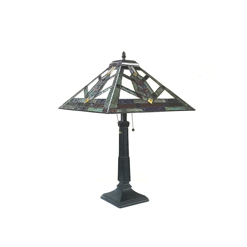 Tiffany Style Mission Design 2-light Dark Antique Bronze Table Lamp