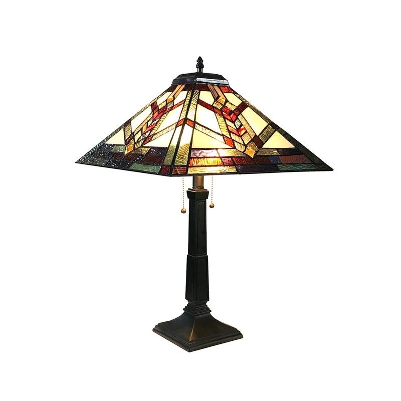 Tiffany Style Mission Design 2-light Dark Antique Bronze Table Lamp